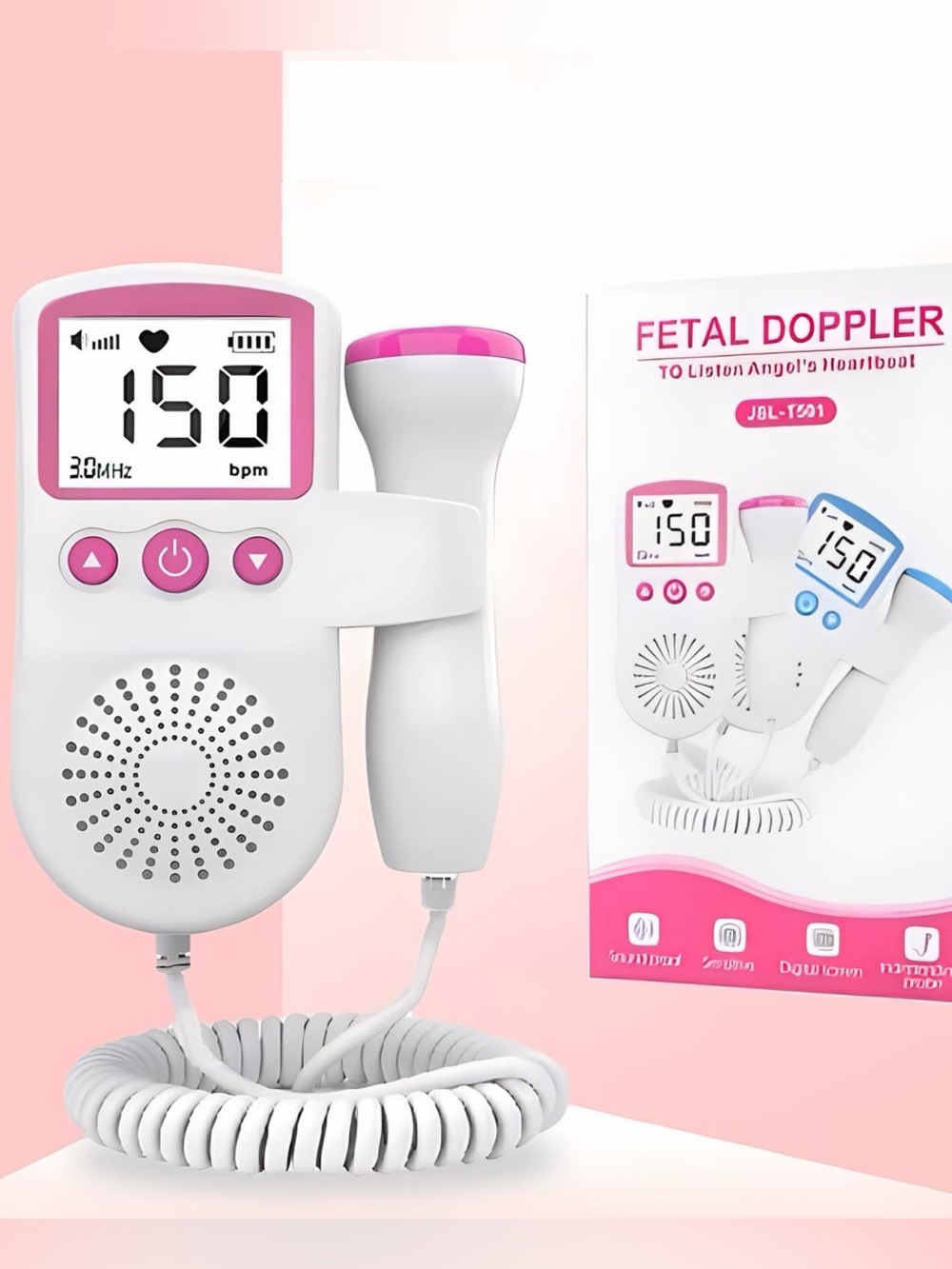 Portable Fetal Doppler Baby Heartbeat Monitor - Pink - Picture 1 of 4
